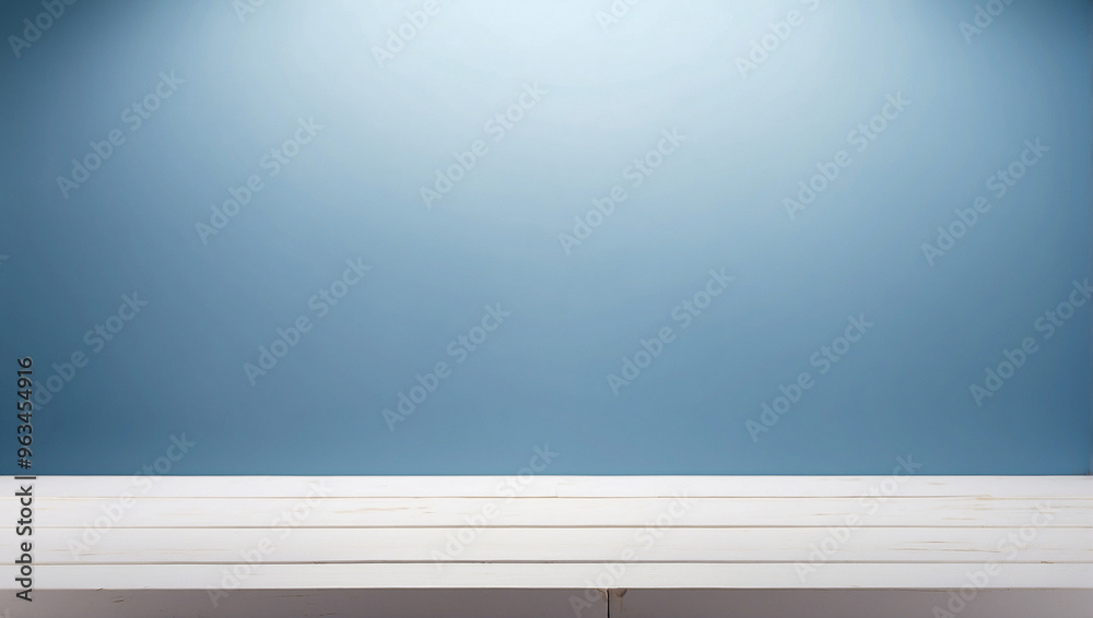 The empty white wooden table top with matte blue background. For product display The empty white wooden table top with matte blue background. For product display