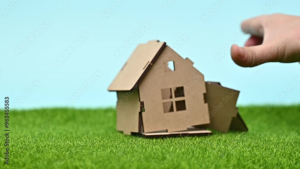 concept real estate on blue sky and green grass background concept real estate on blue sky and green grass background