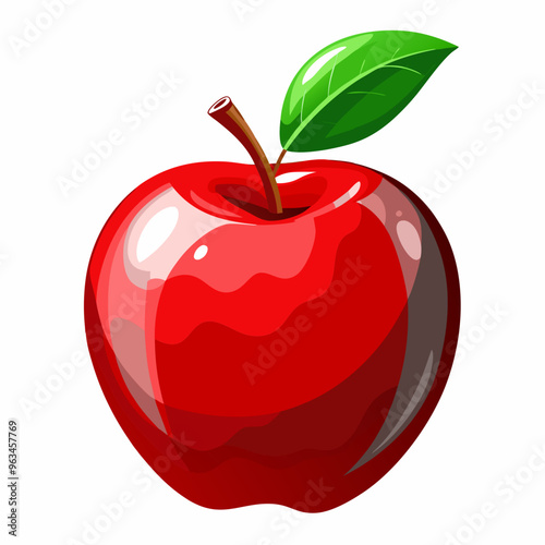 red apple with leaf