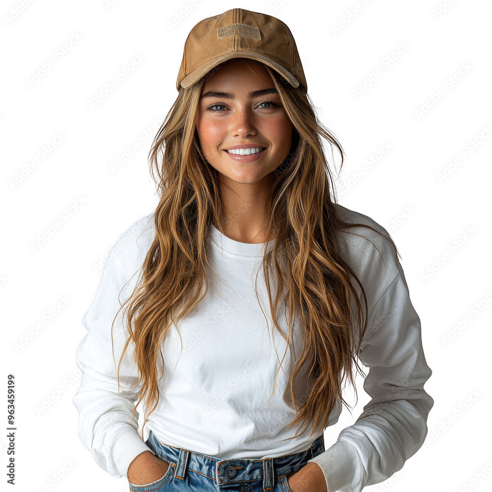 Influencer woman isolated on a transparent background png file no background - pretty female model portrait png file