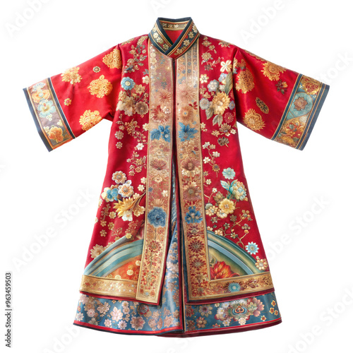 traditional Chinese clothe cut out. isolated on transparent background. Copy space.