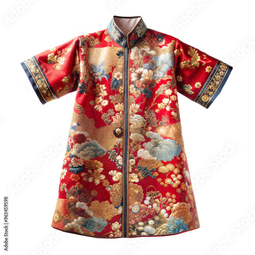traditional Chinese clothe cut out. isolated on transparent background. Copy space.