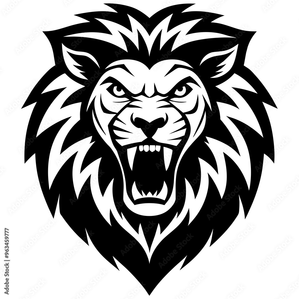 Angry Lion Face Silhouette line art vector illustration art Angry Lion Face Silhouette line art vector illustration art