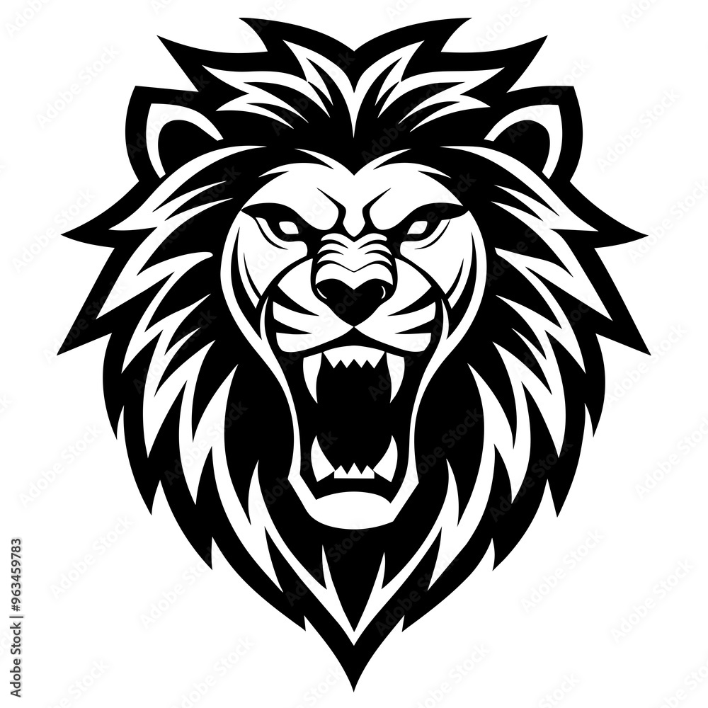 Angry Lion Face Silhouette line art vector illustration art Angry Lion Face Silhouette line art vector illustration art