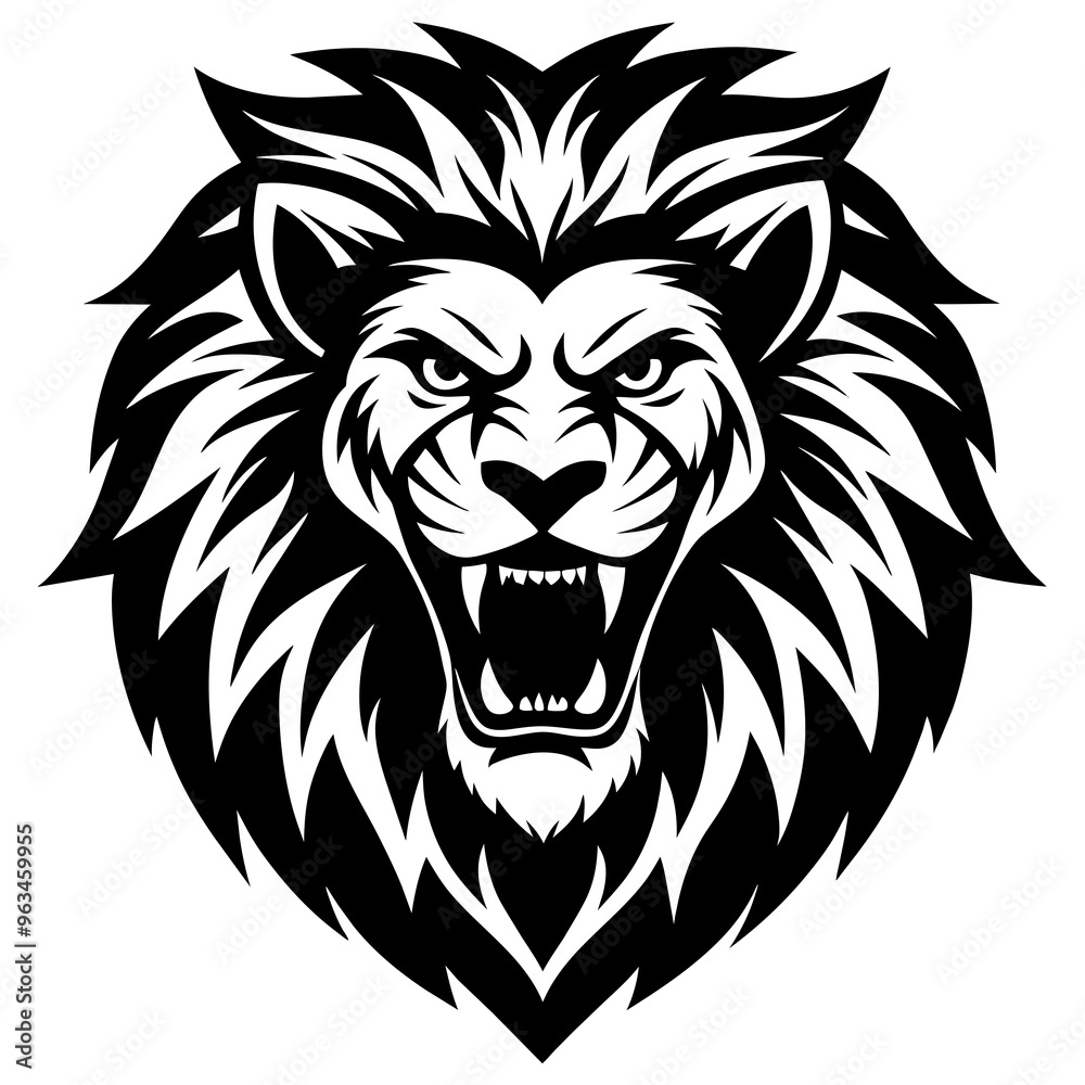 Angry Lion Face Silhouette line art vector illustration art Angry Lion Face Silhouette line art vector illustration art