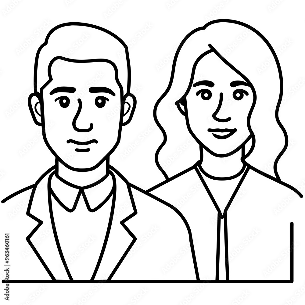 Man And Woman Business Line art vector illustration Man And Woman Business Line art vector illustration