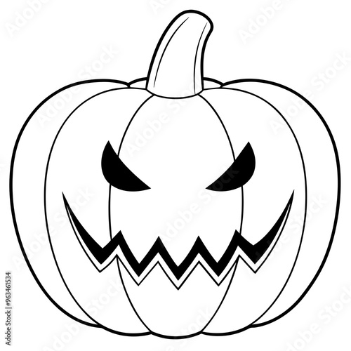 Halloween pumpkin scary jack o lantern line art vector illustration