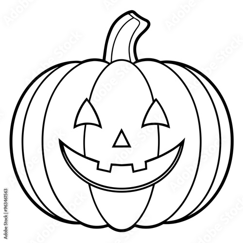 Halloween pumpkin scary jack o lantern line art vector illustration