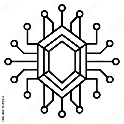 Software digital wire art connect line art vector illustration molecule like icon business