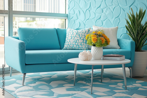 Blue Office Interior