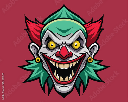 Scary clown face vector illustration