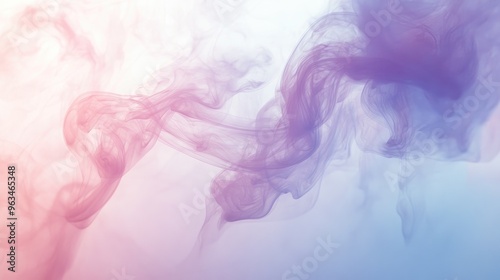 Slow-motion capture of pastel-colored smoke rising and dispersing in a soft, ethereal manner against a light backdrop