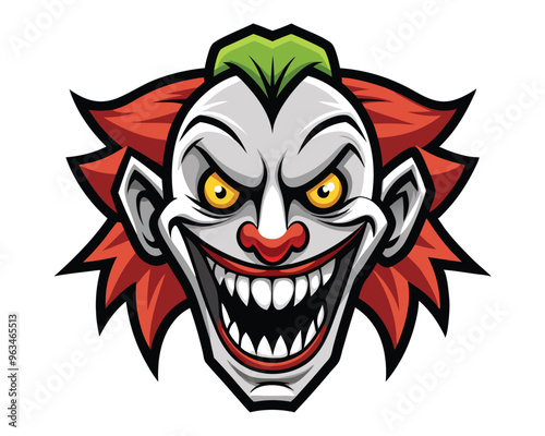 Scary clown face vector illustration