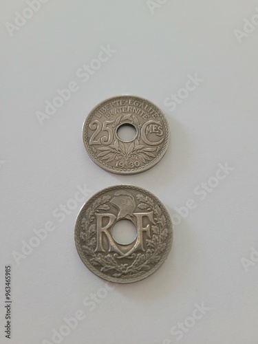 coins on a white background photo