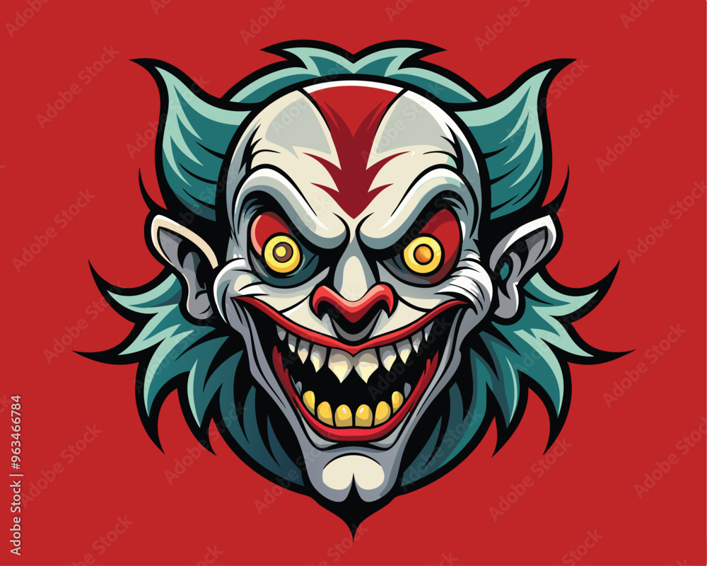 Scary clown face vector illustration