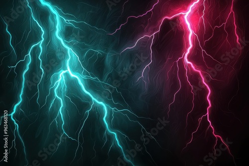 Intense lightning storm with colorful electric bolts and crackling energy