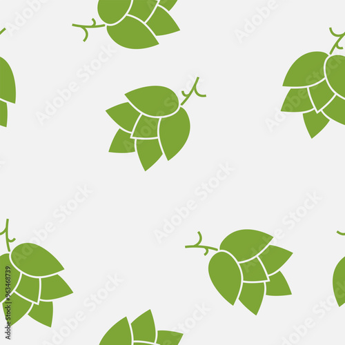 Hop seamless pattern. Beer cone pine. Fest background. Vector illustration	