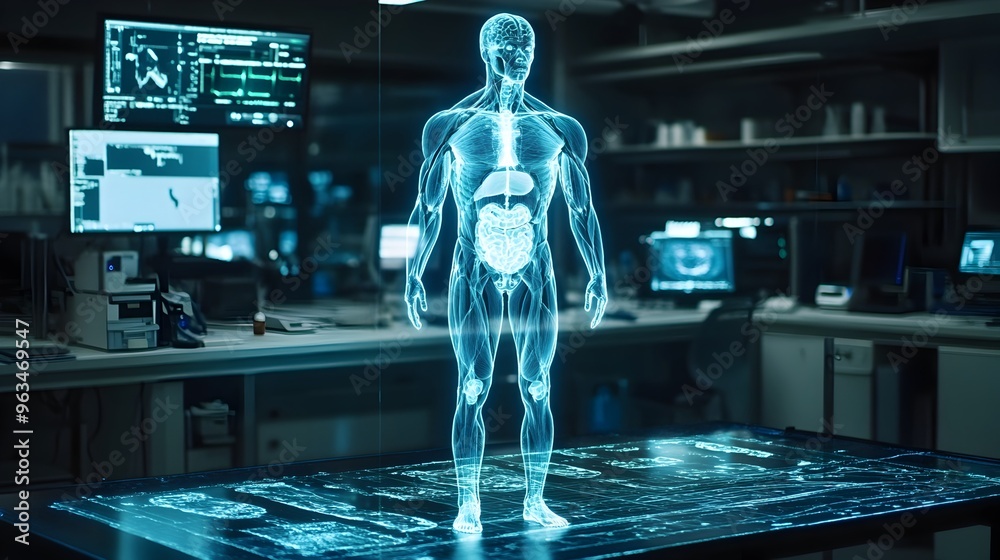 3D Holographic Projection of Human Anatomy in Advanced Medical Diagnostic System