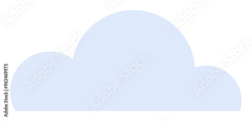 Pale blue cloud shape with rounded edges against a white background. Represents simplicity, tranquility, and minimalist design. Themes include weather, nature, sky, cloud computing, and clean design.