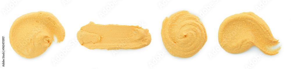 Tasty hummus on white background, top view Tasty hummus on white background, top view