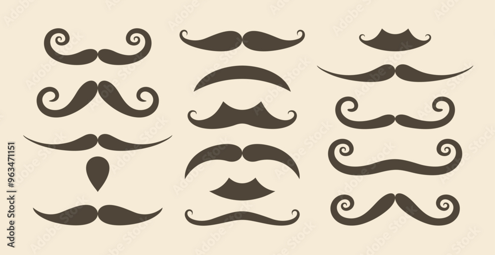 Mustache Silhouette. Isolated mustache on white background