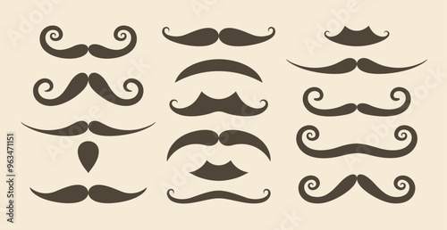 Mustache Silhouette. Isolated mustache on white background