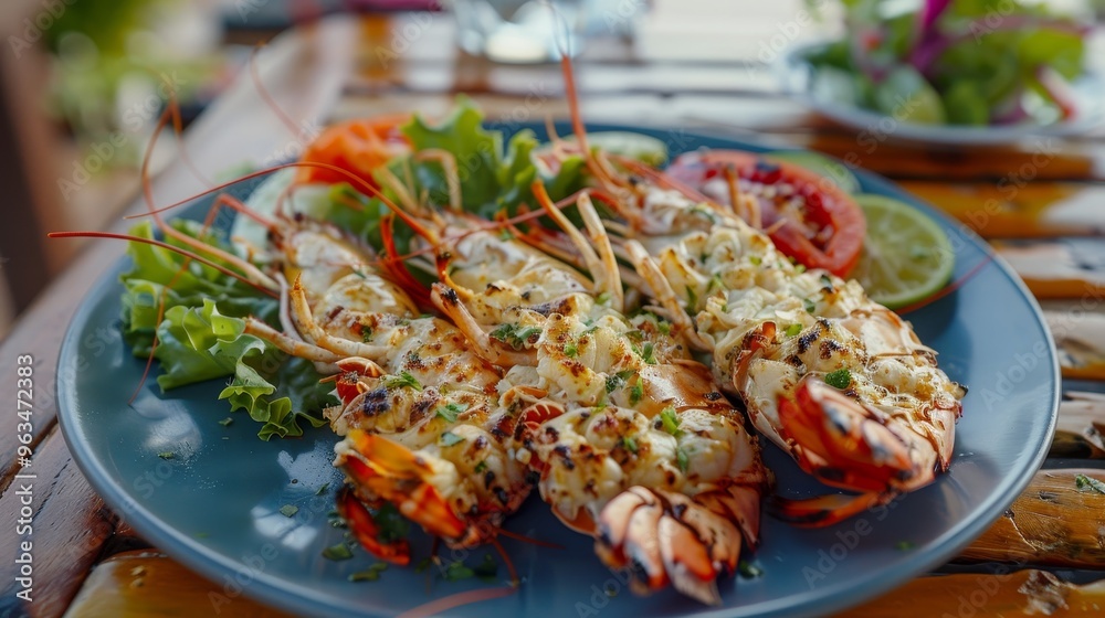Deliciously cooked lobster on a plate  a close up of gourmet seafood dinner delight