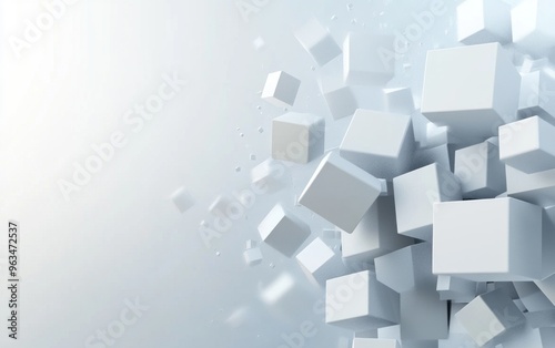 Abstract White Cubes Explosion