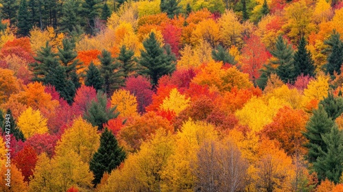 Autumn Forest with Vivid Colors