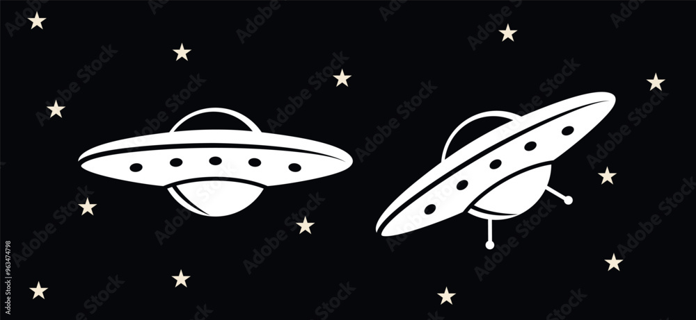 Flying saucer logo. Isolated flying saucer on white background Flying saucer logo. Isolated flying saucer on white background