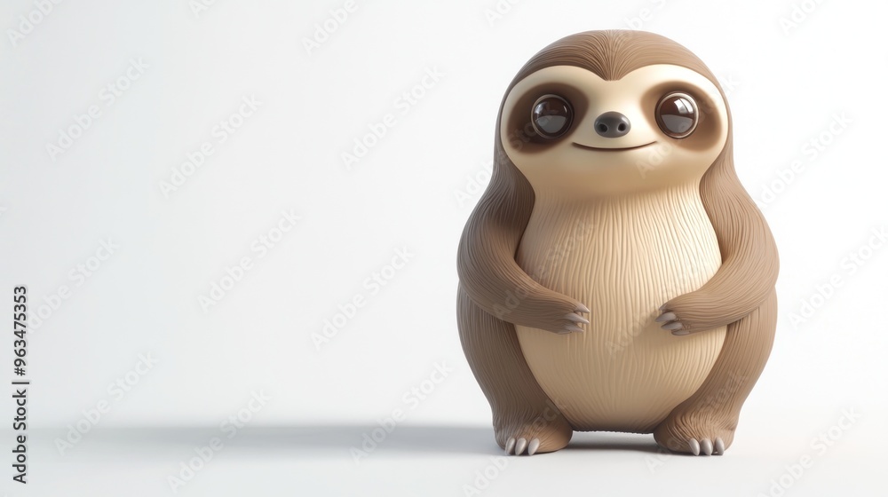 Obraz premium A cute, cartoonish sloth character with a friendly expression.