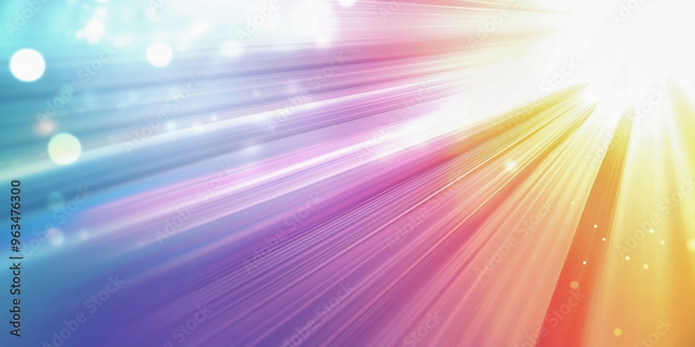 Fototapeta premium Abstract blurred background with light rays and rainbow colors, perfect for digital art, technology themes, and futuristic designs.