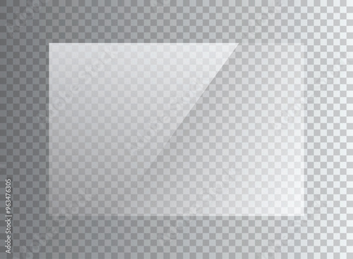 Glass plate icon in flat style. Realistic window vector illustration on isolated background. Clear glass showcase sign business concept.