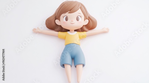 A cute, stylized cartoon girl figure with a cheerful expression and casual clothing.