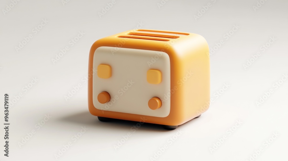 A cute, stylized toaster with a soft design and pastel colors for kitchen use. A cute, stylized toaster with a soft design and pastel colors for kitchen use.
