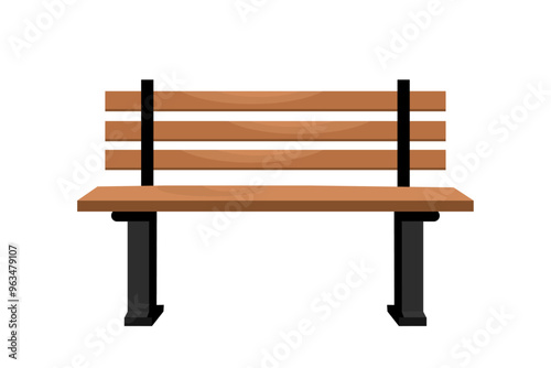 Outdoor brown wooden bench for garden and parks