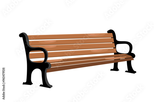 Outdoor brown wooden bench for garden and parks