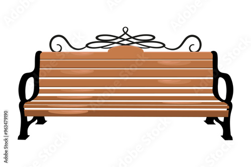 Outdoor brown wooden bench for garden and parks