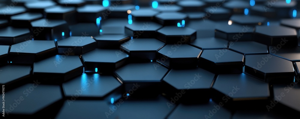 Abstract Hexagon Pattern with Blue Lights Abstract Hexagon Pattern with Blue Lights