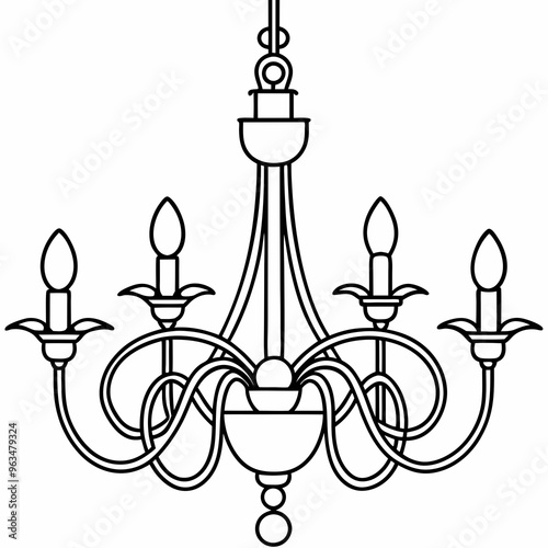 Chandelier line art vector illustrarion

