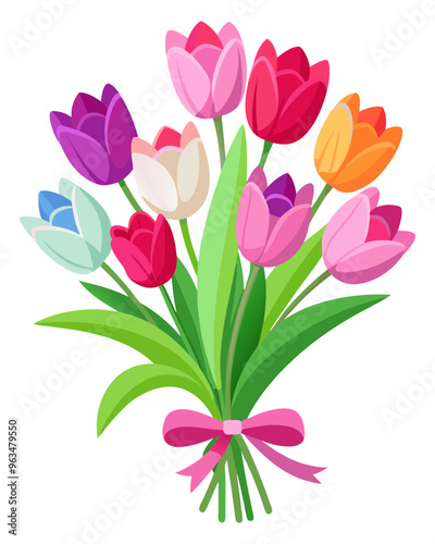 Bouquet of tulips vector illustration