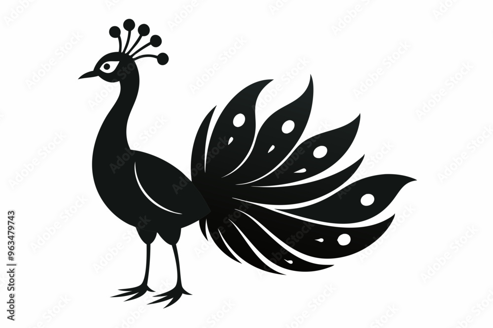 Fototapeta premium Peacock silhouette. Vector illustration