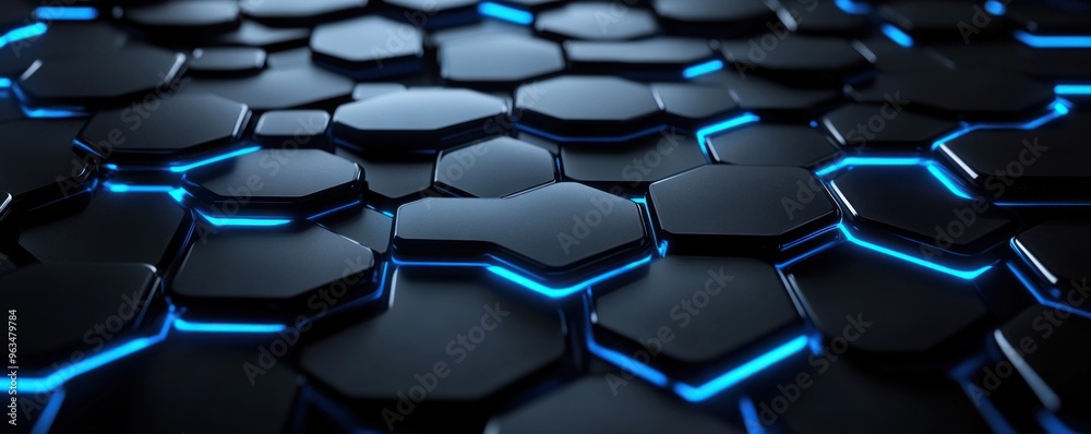 Naklejka premium Abstract Hexagon Pattern with Glowing Blue Lines