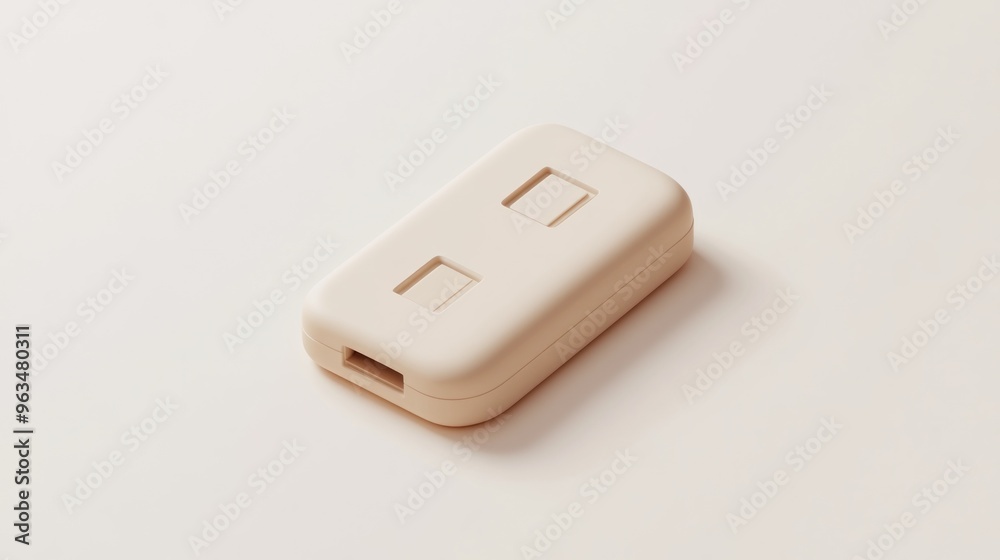 A minimalist beige case designed for storing small items or devices.