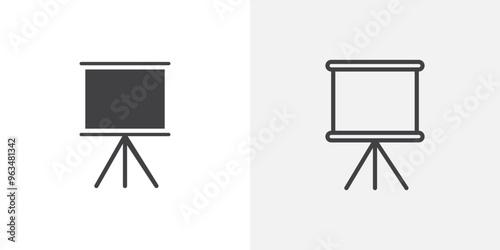 Presentation board icon in black filled and outlined style