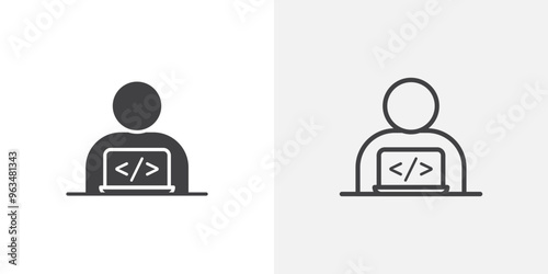 Programmer icon in black filled and outlined style