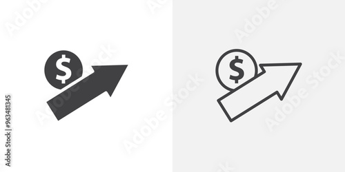 Profit growth icon in black filled and outlined style