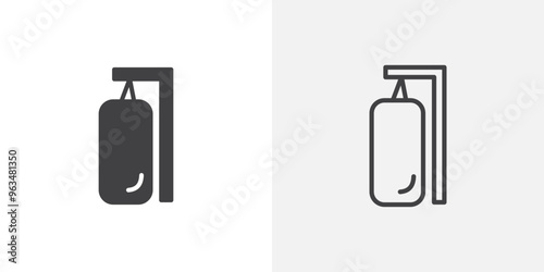 Punching bag icon in black filled and outlined style