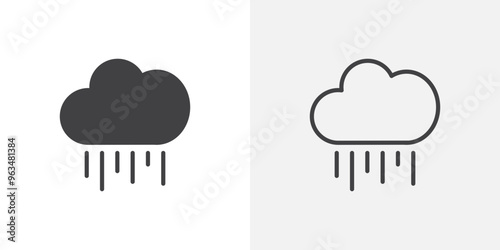Rainy icon in black filled and outlined style