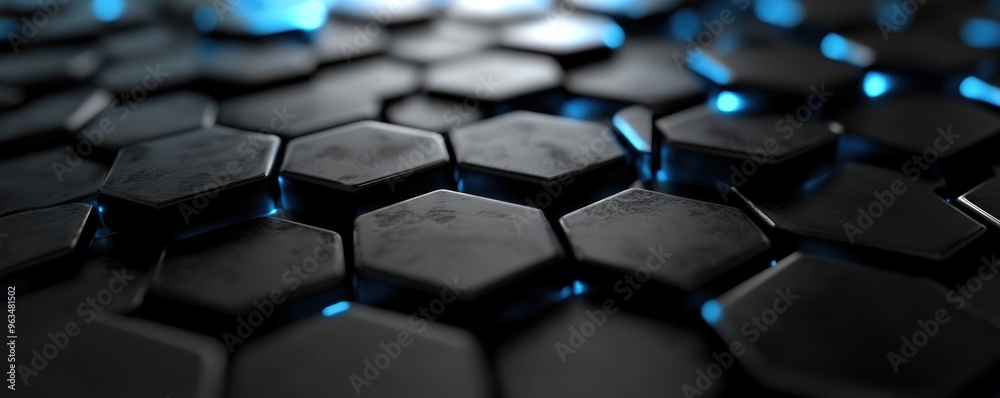 Abstract Hexagon Pattern with Blue Glowing Edges Abstract Hexagon Pattern with Blue Glowing Edges